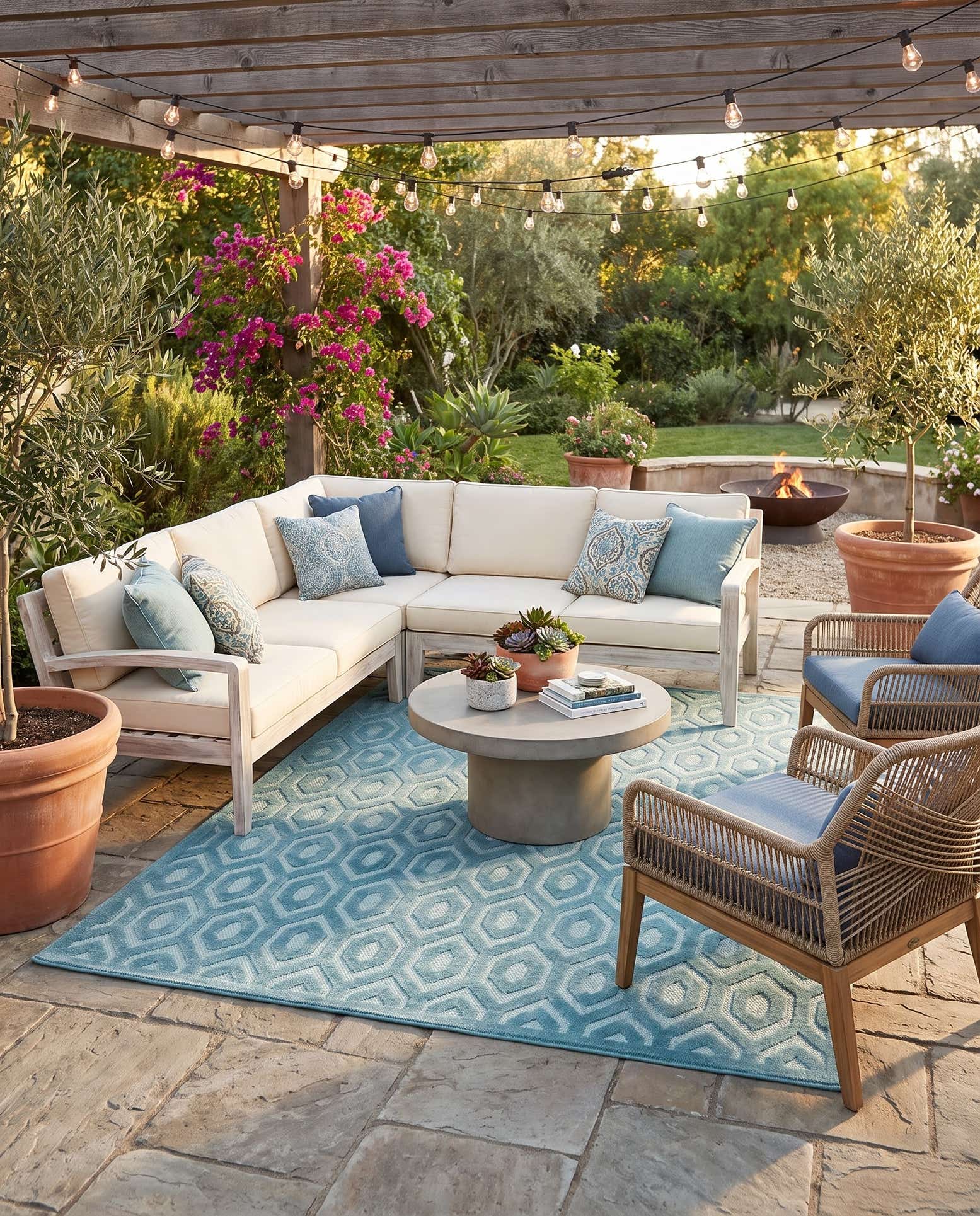7' 10 x 10' Easy-Clean Trellis Textured Indoor / Outdoor Rug