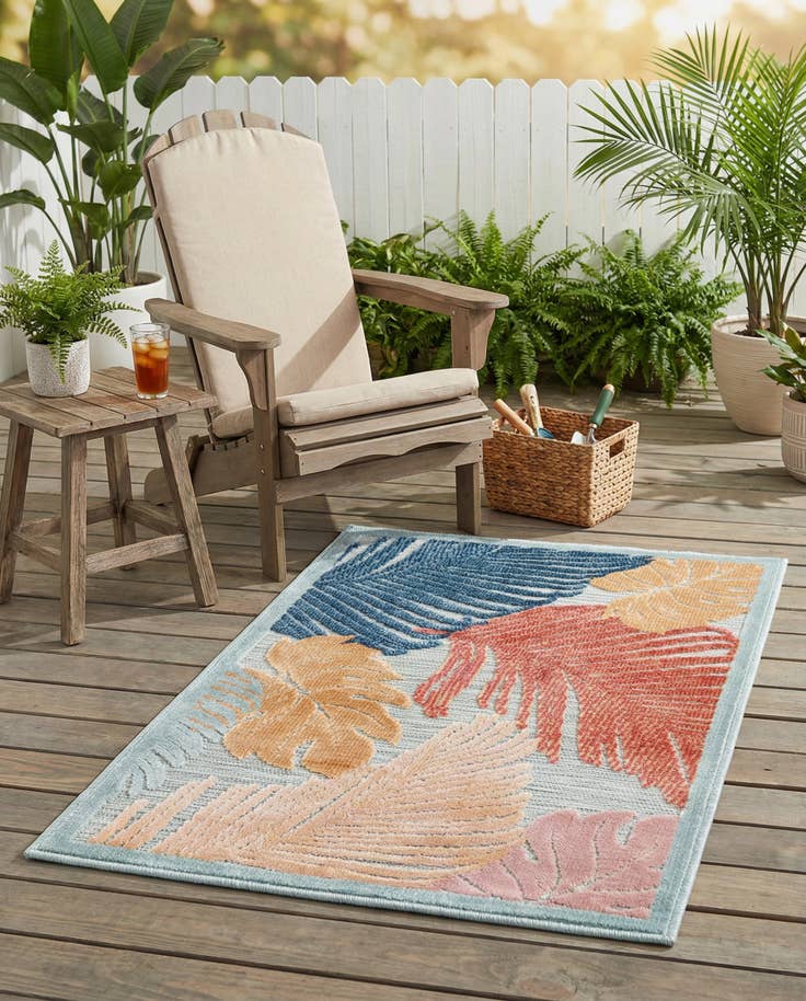 Detail image of 2' 2 x 3' Easy-Clean Botanical Indoor / Outdoor Rug