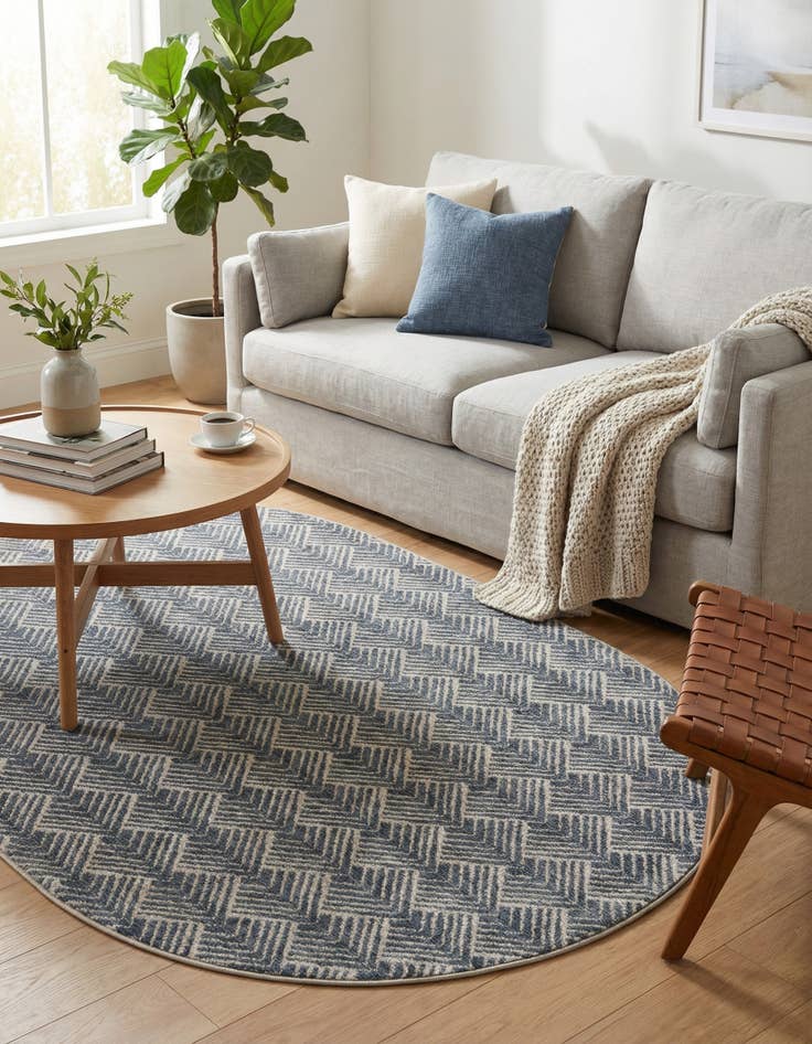 Detail image of  5' 3 x 8' Eco Trellis Oval Rug