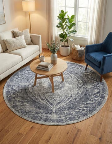 Dark Blue Eliza Round Rug