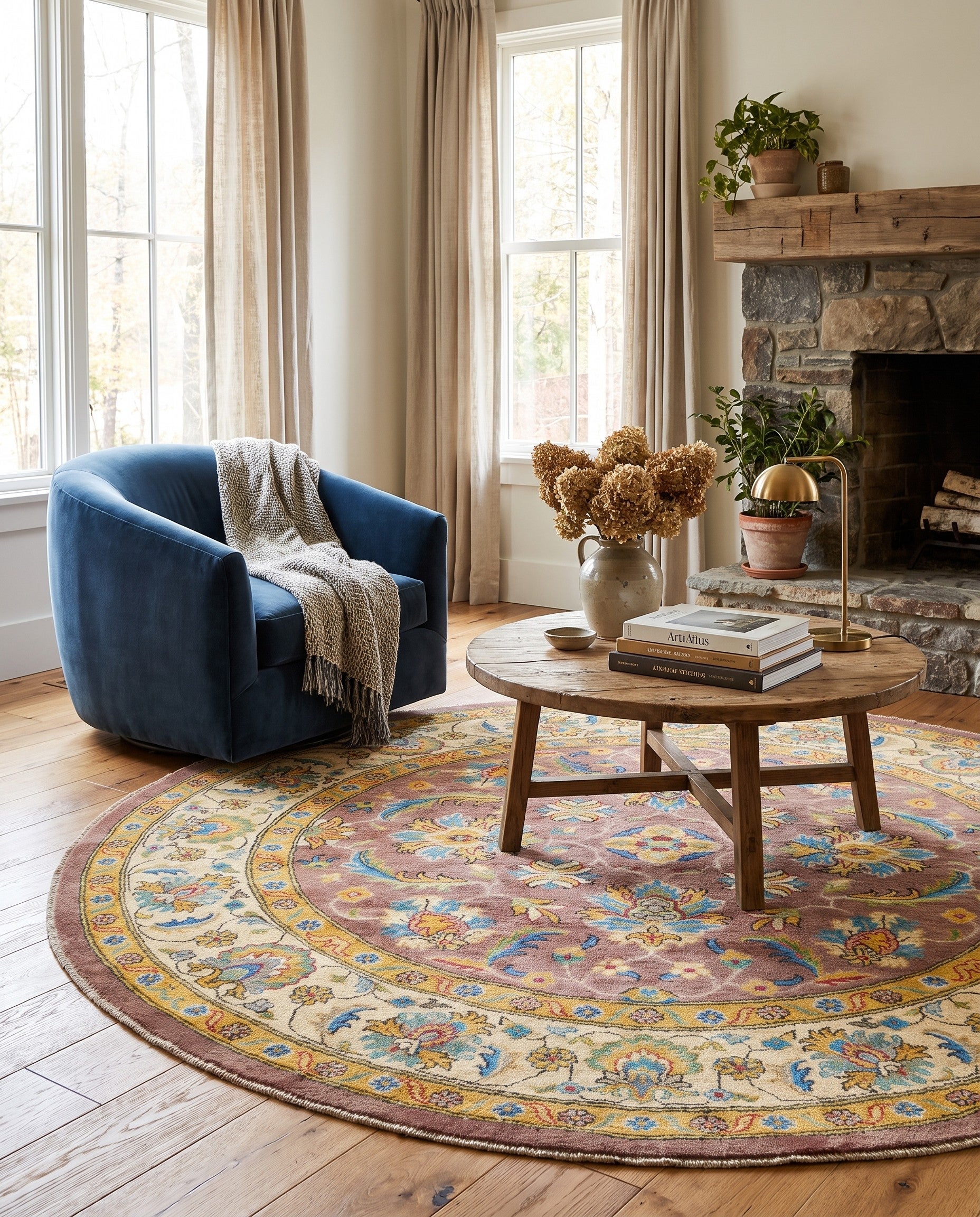 6' 7 x 6' 7 Hand Knotted Kazak Round Rug