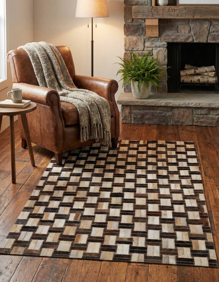 Detail image of 2' 11 x 4' 11 Cowhide - Patchwork Rug