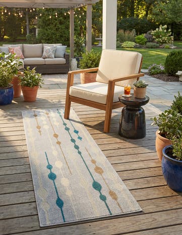 Gray Easy-Clean Modern Indoor / Outdoor Runner Rug