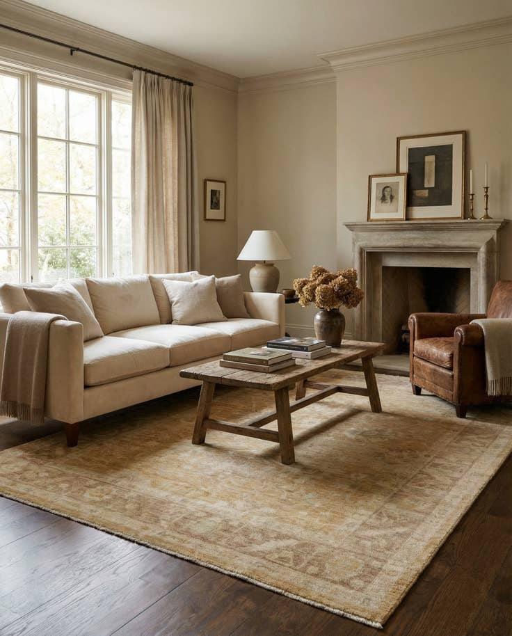 Detail image of 8' 11 x 11' 9 Hand Knotted Oushak Wool Rug