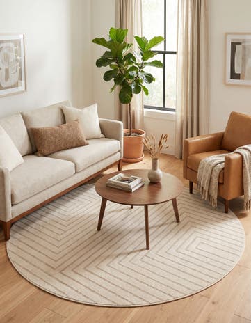 Ivory Contour Round Rug
