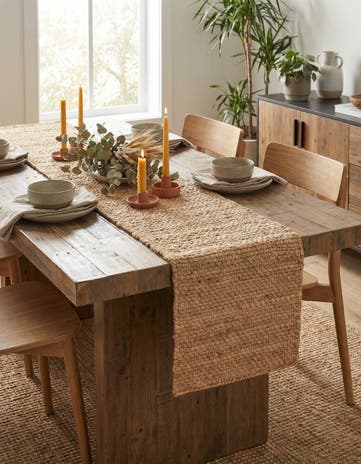 Natural Hand Woven Chunky Jute Table Runner Rug