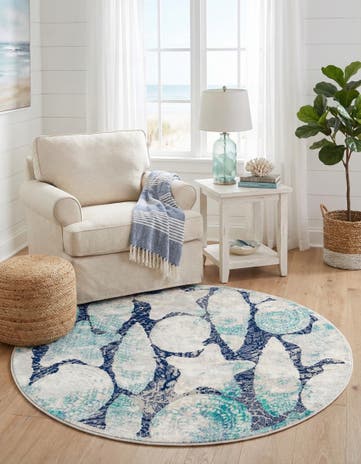 Blue Ariel Round Rug