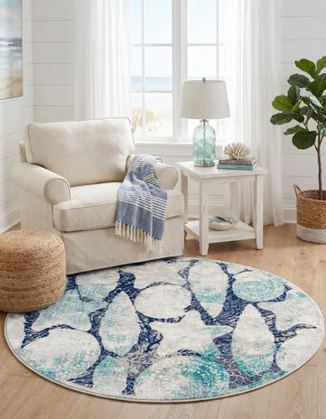 Blue Ariel Round Rug