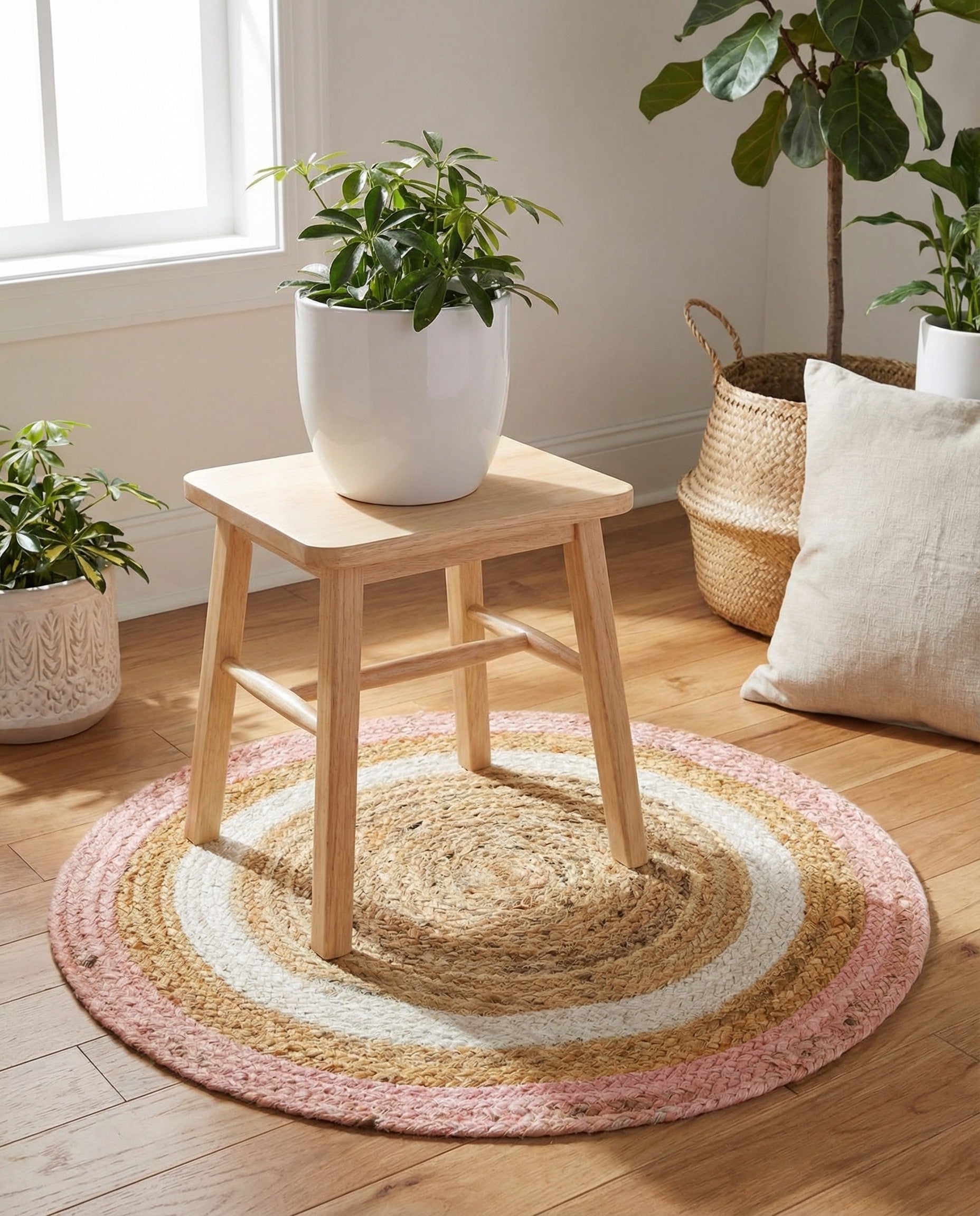 2' x 2'  Hand Braided Jute Round Rug