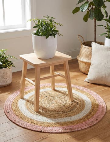 2' x 2' Handmade Braided Jute Round Rug