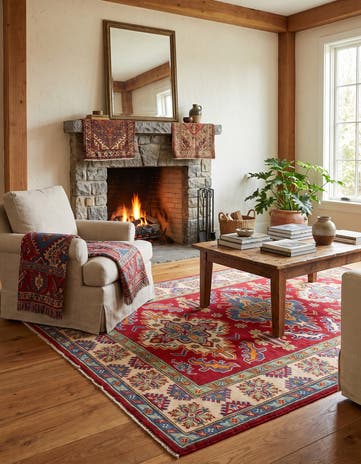 3' 11 x 6' Hand Knotted Kazak Rug