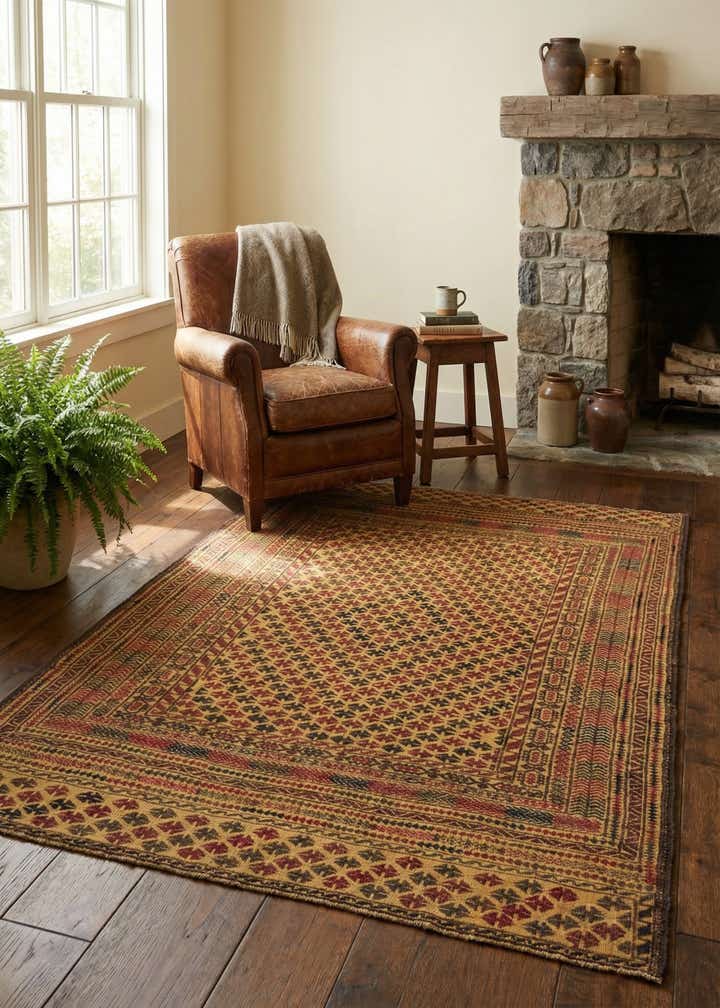 3' 11 x 6' 7 Hand Knotted Sumak Wool Rug