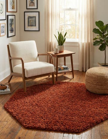 4' x 4' Solid Shag Octagon Rug