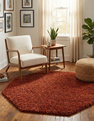 4' x 4' Solid Shag Octagon Rug