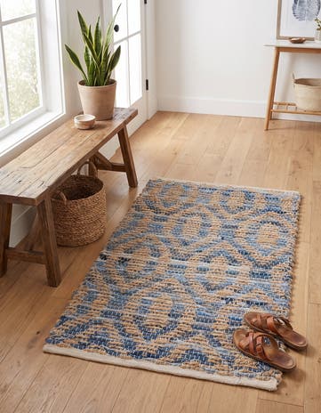 Navy Blue Hand Woven Chindi Jute Rug