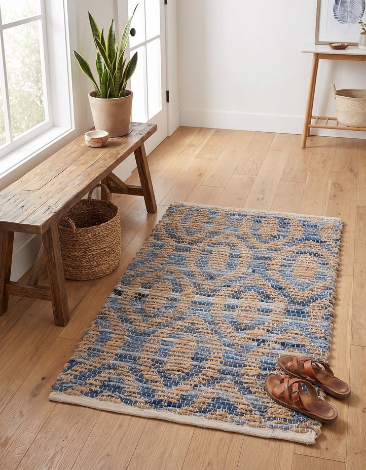 2' x 3' 1 Hand Woven Chindi Jute Rug