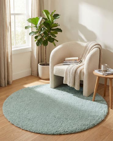  4' x 4' Soft Solid Shag Round Rug