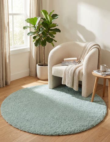 4' x 4' Soft Solid Shag Round Rug