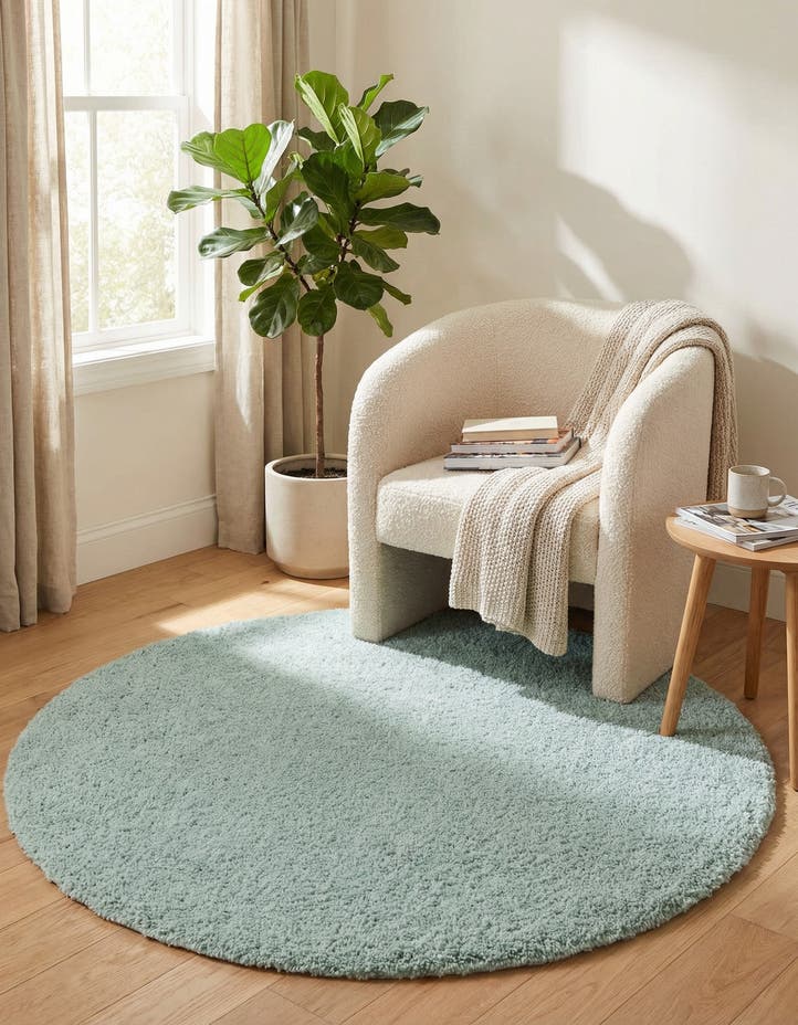 4' x 4' Soft Solid Shag Round Rug