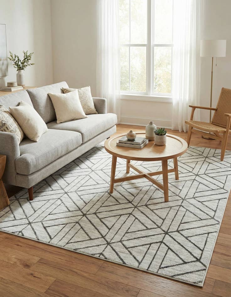 Detail image of 6' x 6' Lattice Trellis Square Rug