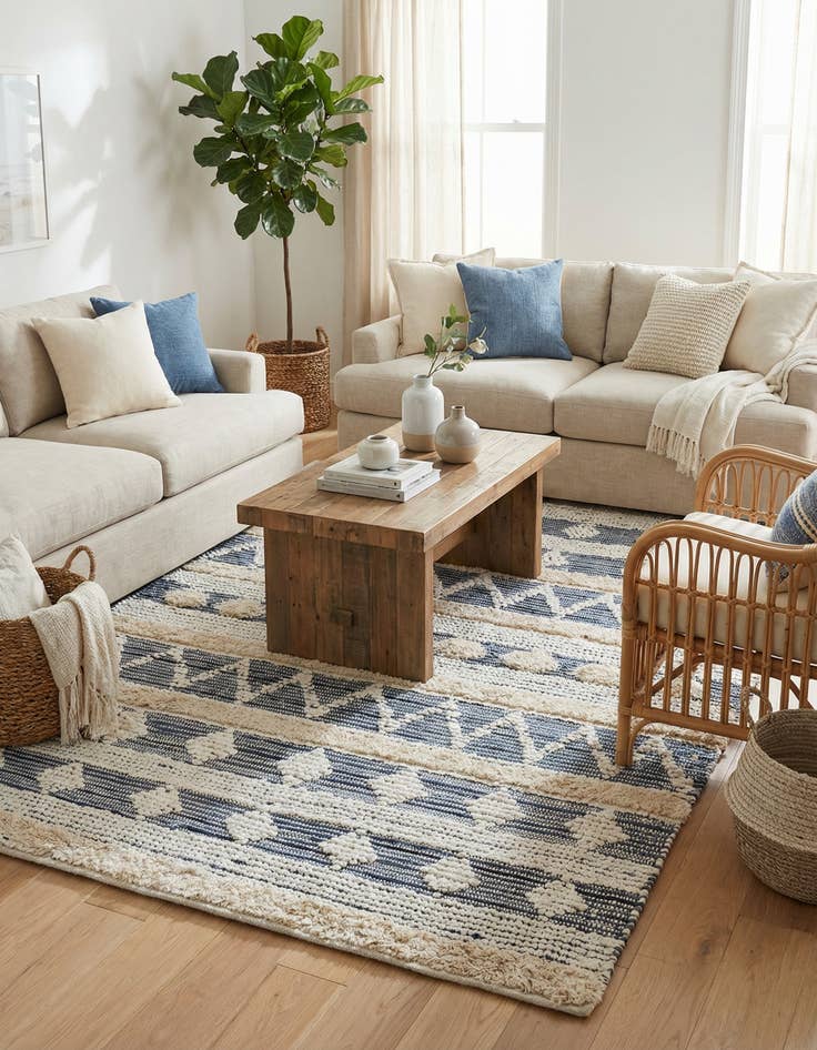 Detail image of 5' 1 x 8' Hand Woven Cotton Chindi Rug