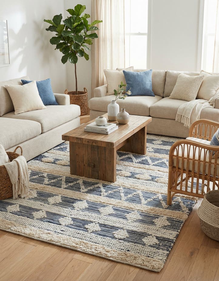 5' 1 x 8' Hand Woven Cotton Chindi Rug