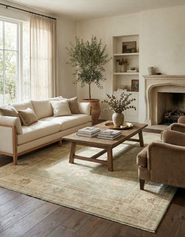 8' x 9' 3 Hand Knotted Oushak Wool Rug