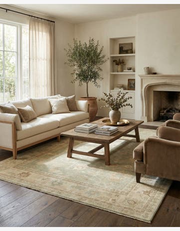 8' x 9' 3 Hand Knotted Oushak Wool Rug