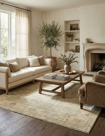 8' x 9' 3 Hand Knotted Oushak Wool Rug