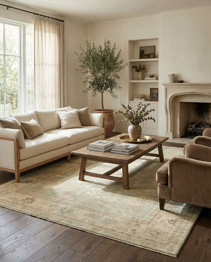 8' x 9' 3 Hand Knotted Oushak Wool Rug