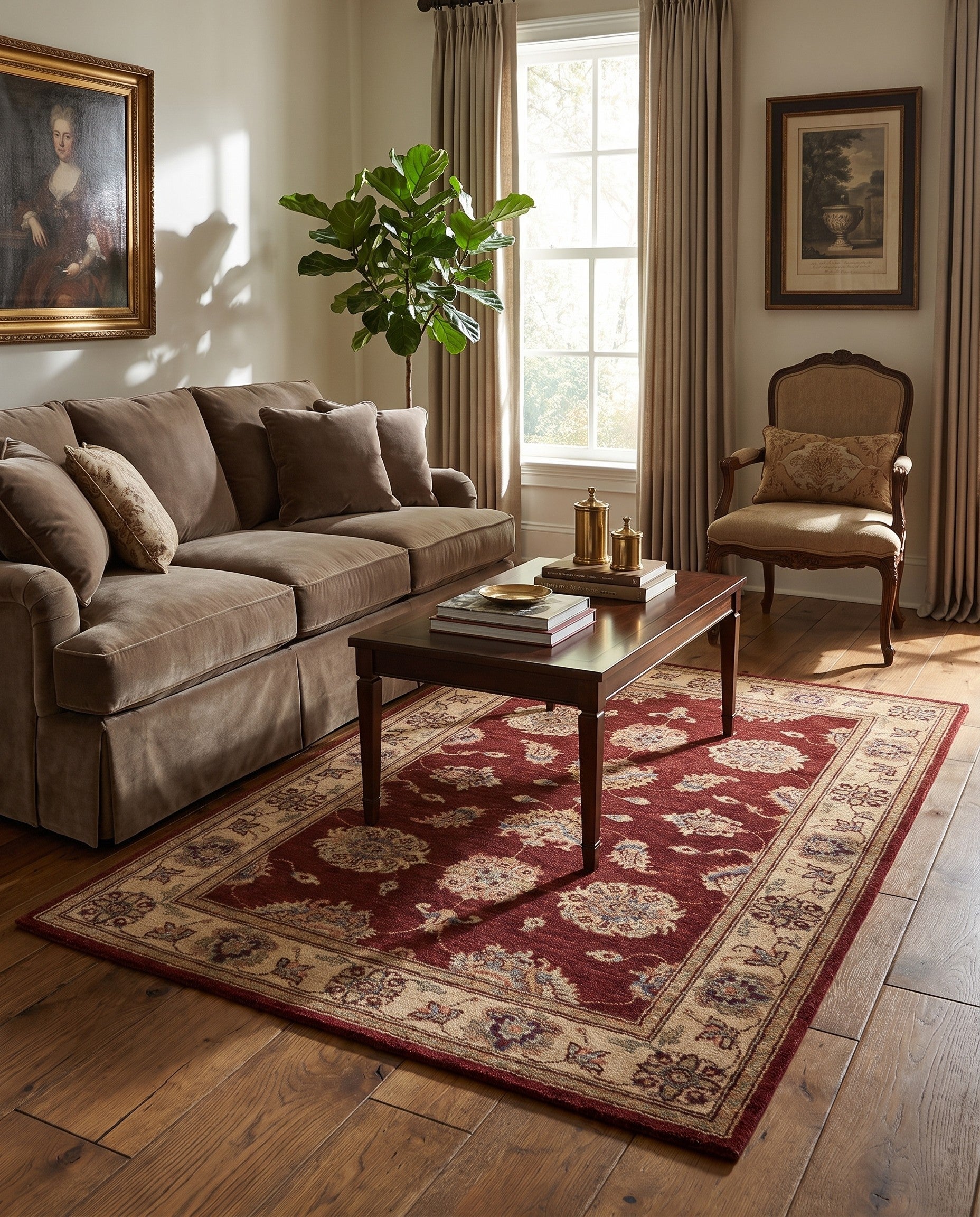 3' 5 x 5' 3 Hand Knotted Ziegler Rug