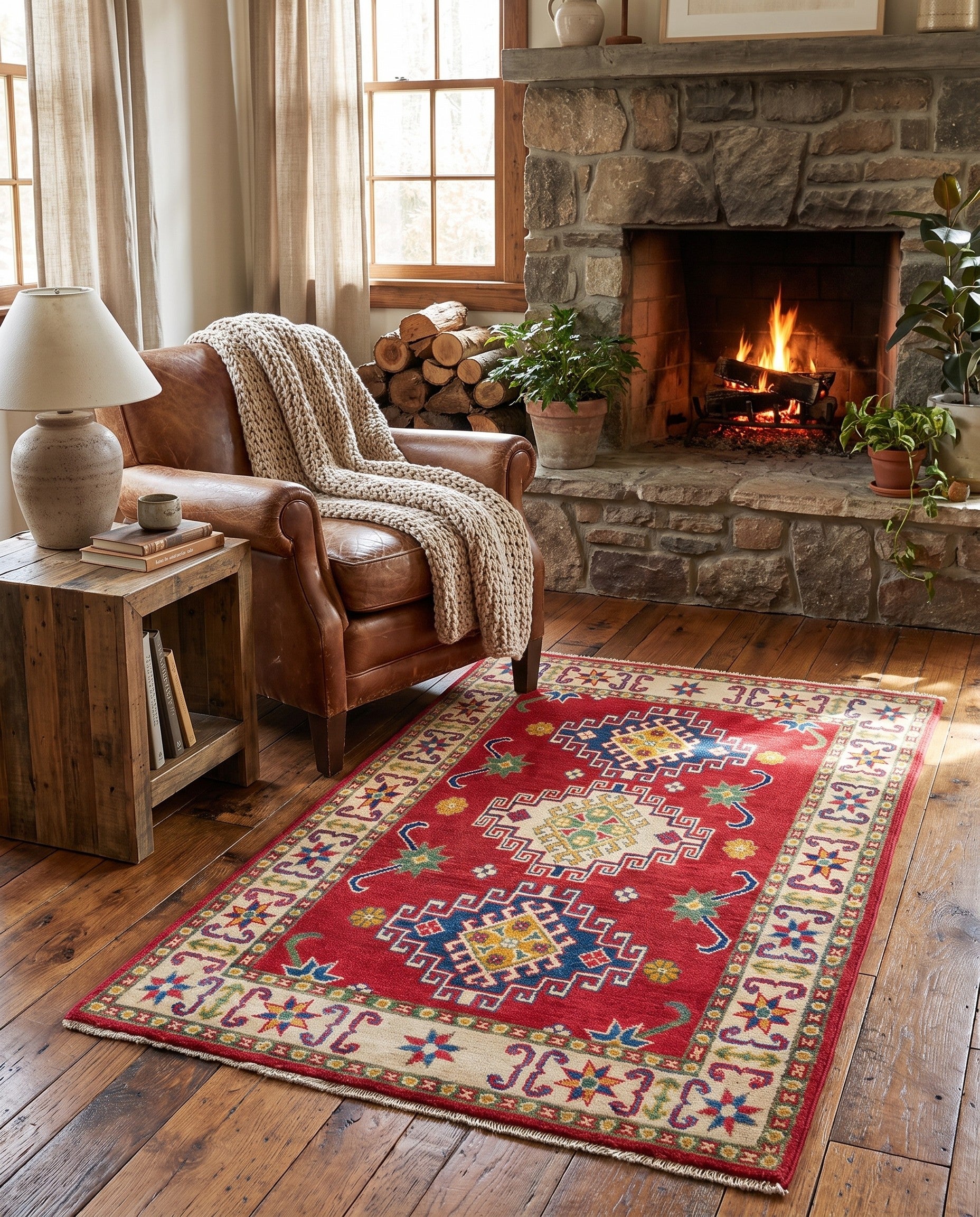 2' 9 x 4' 6 Hand Knotted Kazak Rug