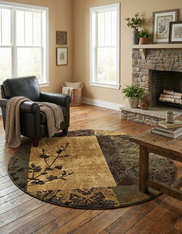Beige Coffee Shop Round Rug