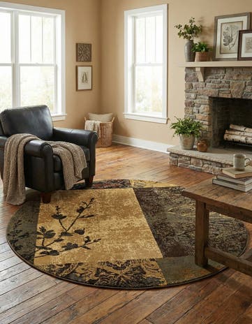 Beige Coffee Shop Round Rug