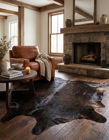 4' 5 x 5' 5 Cowhide Leather Rug