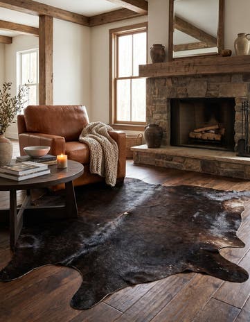 4' 5 x 5' 5 Cowhide Leather Rug