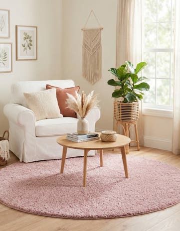 5' x 5' Soft Solid Shag Round Rug