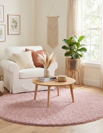5' x 5' Soft Solid Shag Round Rug