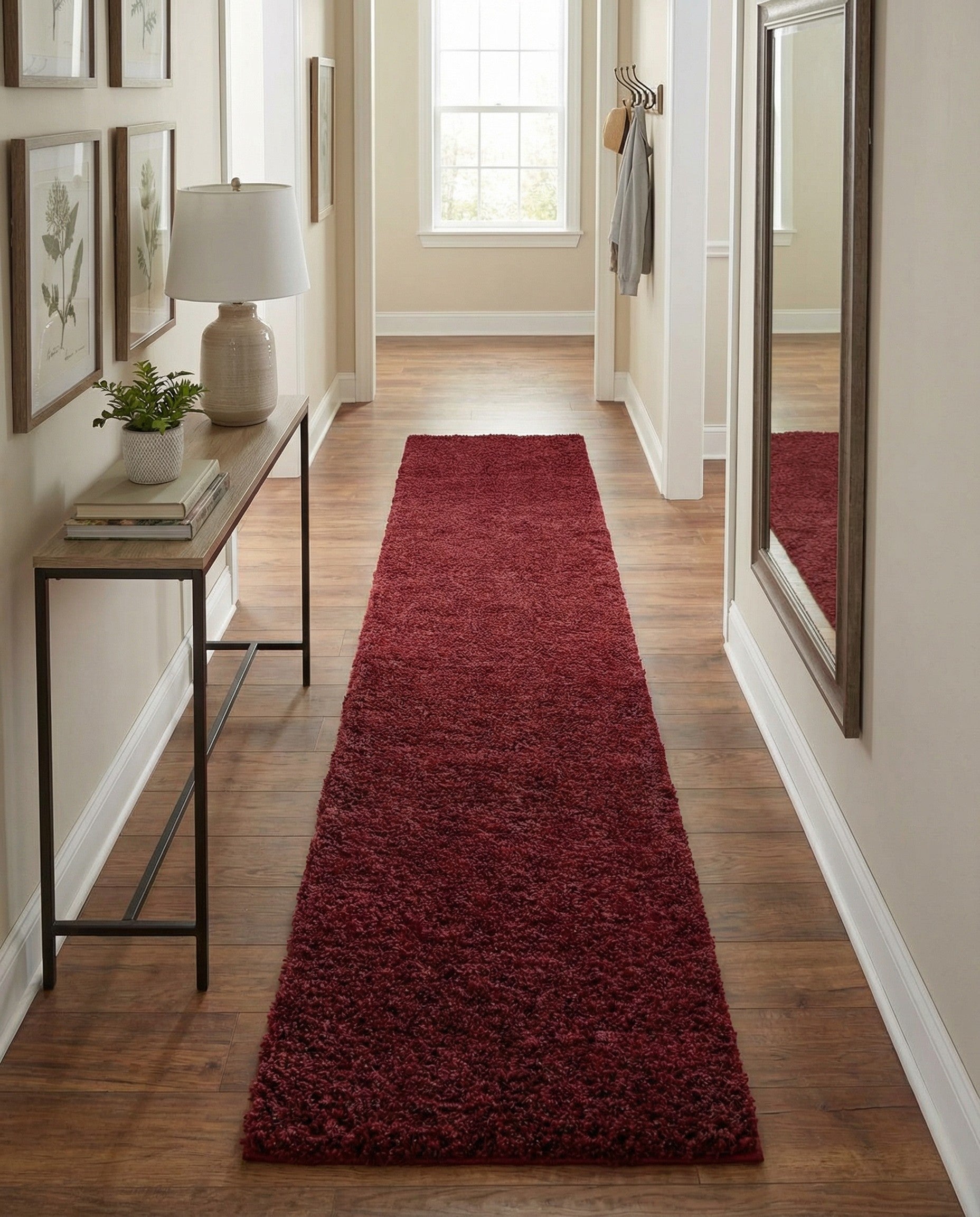 2' 7 x 12' Solid Shag Runner Rug