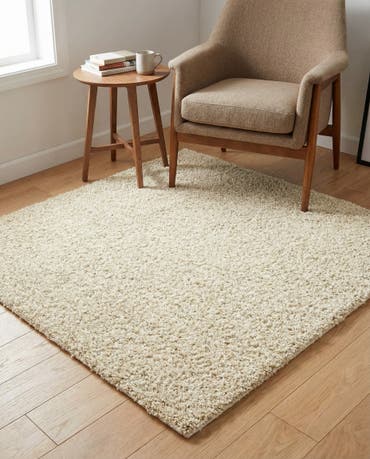  5' x 5' Solid Shag Square Rug