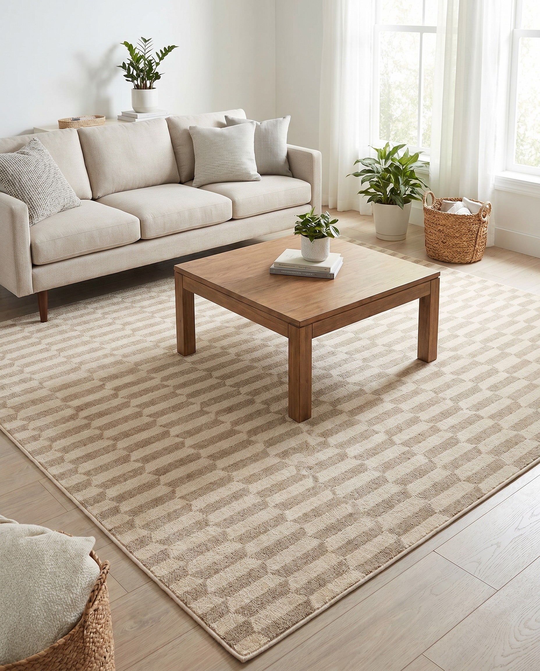 Ivory Contour Square Rug
