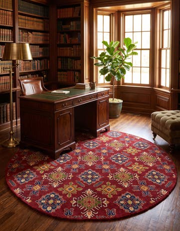 6' 4 x 6' 5 Hand Knotted Kazak Round Rug