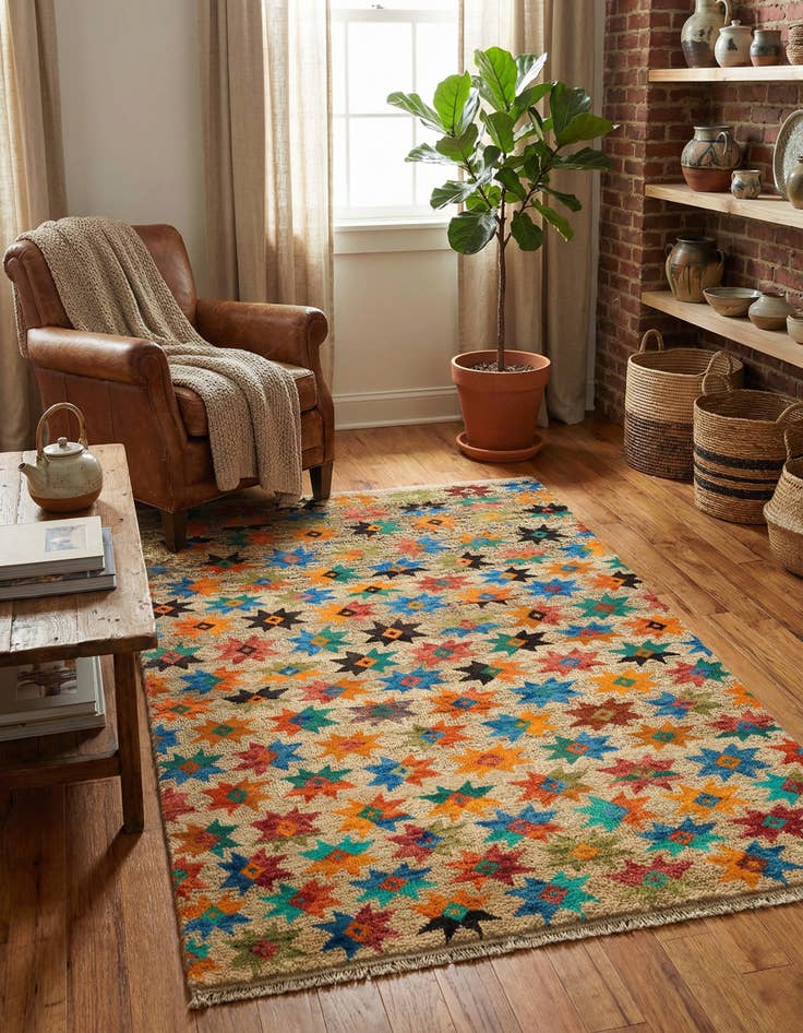 Detail image of 4' 2 x 6' 3 Hand Knotted Balouch Wool Rug