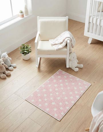 Pink Stars Whimsy Kids Rug
