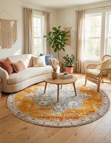 Orange Veneto Round Rug