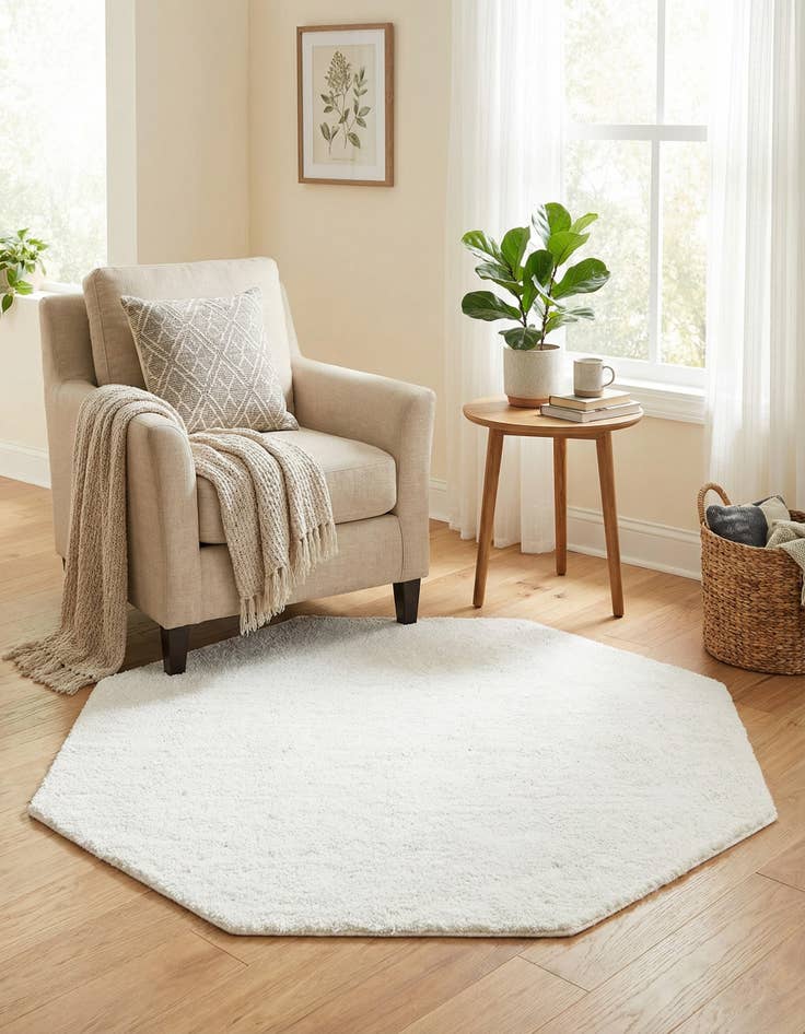 Detail image of 5' x 5' Solid Frieze Octagon Rug