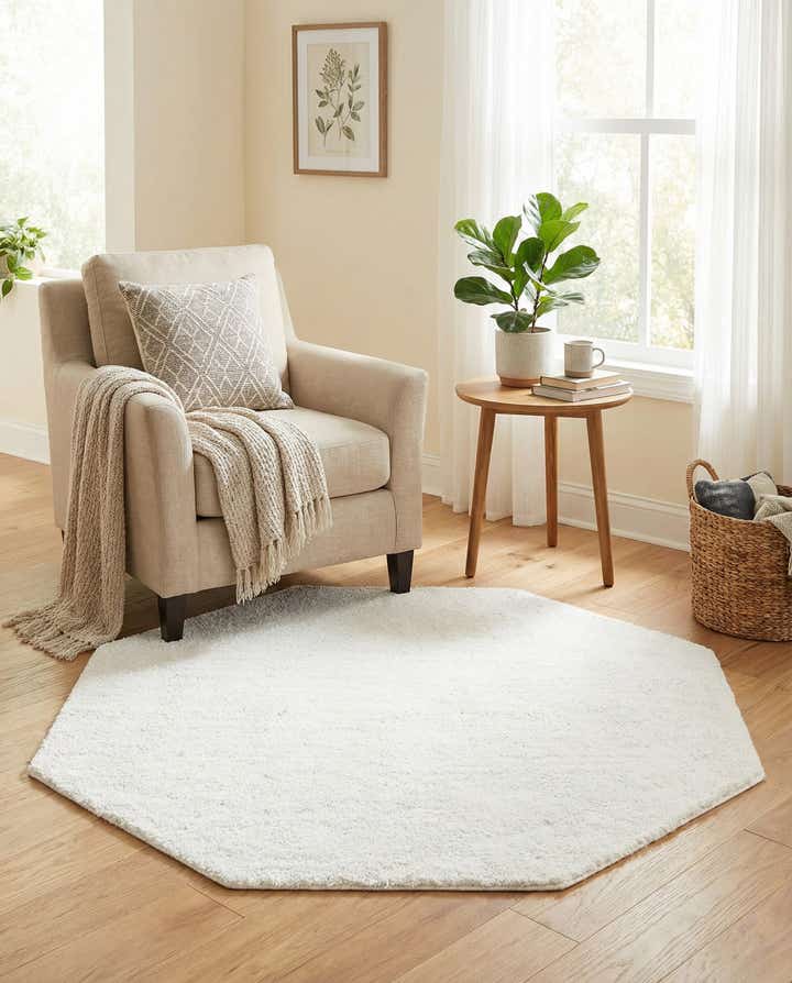 5' x 5' Solid Frieze Octagon Rug