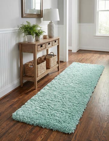 Cyan Infinity Shag Runner Rug