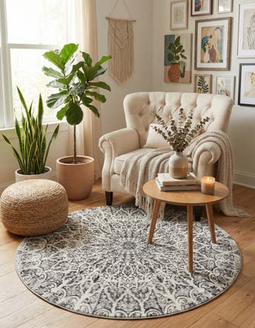 Dark Gray Monte Carlo Round Rug