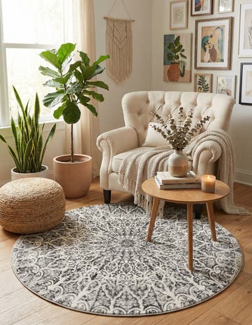 Dark Gray Monte Carlo Round Rug